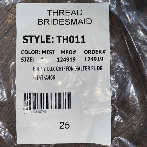 NWT Dessy/Thread Halter Chiffon Dress in  Mist 4 - Picture 6 of 6